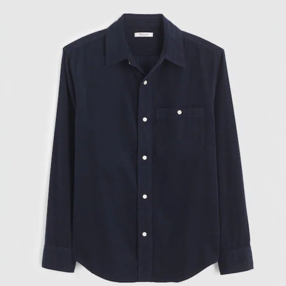 Madewell Corduroy Shirt Mens Large Dark Navy Blue Button-Up Fine-Wale Preppy NWT